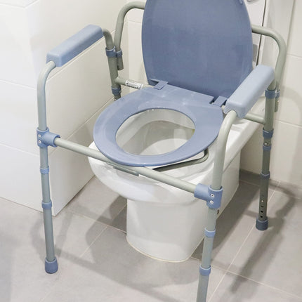PEPE Mobility - tualetes krēsls senioriem, regulējams augstumā, ar spaini, roku balstu, pelēks