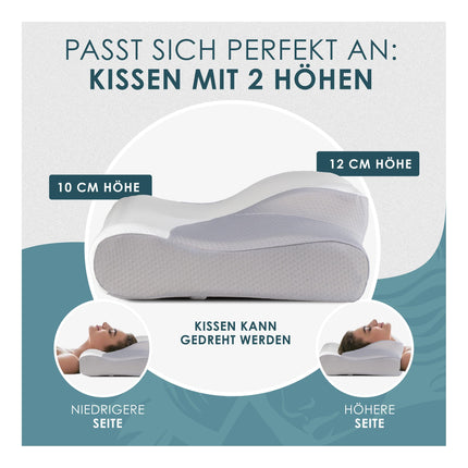 Ortopēdiskais spilvens “Night Angel” – ergonomisks atmiņas putu spilvens kakla sāpēm, spilvens pret krākšanu, spilvens kakla atbalstam visiem miega veidiem (guļot uz muguras, vēdera un sāniem)