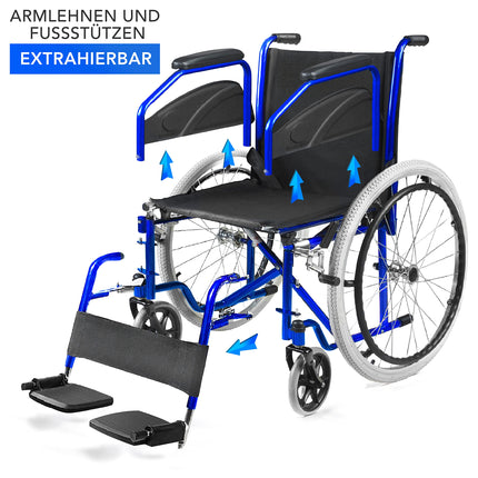 AIESI® Salokāms, viegls, pašgājējs ratiņkrēsls cilvēkiem ar invaliditāti un vecāka gadagājuma cilvēkiem AGILA EVOLUTION, Noņemami roku balsti un kāju balsti, Drošības josta, Piepūšanas pumpis, 24 mēnešu garantija