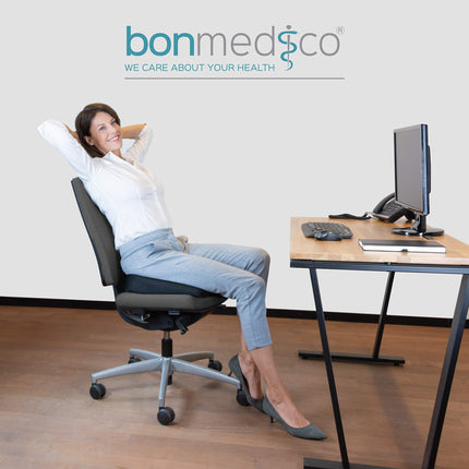 bonmedico ortopēdiskais ķīļveida spilvens krēslam un automašīnai, ergonomisks ķīļveida spilvens - ērts sēdekļa pārvalks automašīnai un ceļojumiem - labsajūtai (melns)