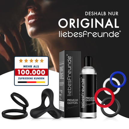 Liebesfreunde® Deluxe dzimumlocekļa gredzenu komplekts - 6 elastīgi dzimumlocekļa gredzeni stingrākai erekcijai, dzimumlocekļa un sēklinieku gredzeni vīriešiem - ideāli pieguļ, seksa rotaļlieta pāriem, melna