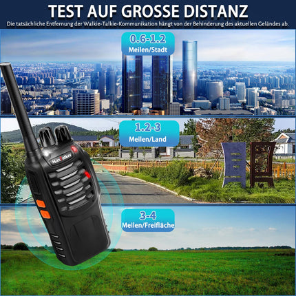MaxTalker MT-8S uzlādējama rācija pieaugušajiem un bērniem, bezlicencīga PMR446 radio, 16 kanālu radio uztveršana, ar austiņām un 1500mAh litija jonu akumulatoru ar C tipa savienotāju, 2 gabalu komplekts