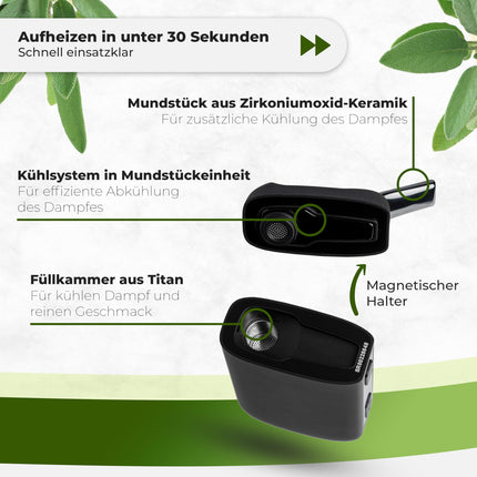 FENiX NEO Premium Vaporizer USB-C | 100% konvekcija | Titāna kamera | Jauna patentēta dzesēšanas tehnoloģija | Keramikas dzesēšanas ceļš un keramikas iemutnis | Temperatūras diapazons 120–221 °C