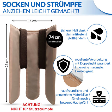Lieblings Helfer® Premium zeķu palīglīdzeklis - īpaši izturīgas pret plīsumiem garas siksnas - zeķu palīglīdzeklis - dāvana vecmāmiņai, vectētiņam, senioriem un grūtniecēm, gūžas operācijas laikā