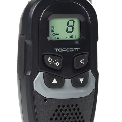 Topcom rācija ar darbības rādiusu līdz 6 km - automātiska trokšņu samazināšana, RC-6410