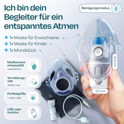 HIMMELSHAUCH MEDICĪNISKS inhalators bērniem un inhalatori pieaugušajiem | Elektriskie inhalatori | Inhalācijas ierīce mazulim | Ultraskaņas inhalatora inhalators, inhalators bērniem