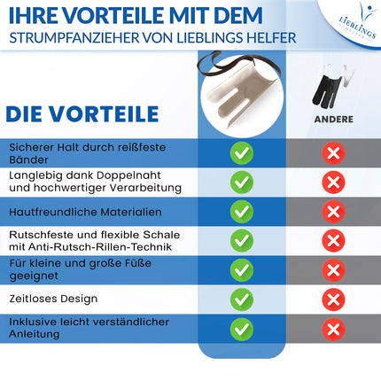 Lieblings Helfer® Premium zeķu palīglīdzeklis - īpaši izturīgas pret plīsumiem garas siksnas - zeķu palīglīdzeklis - dāvana vecmāmiņai, vectētiņam, senioriem un grūtniecēm, gūžas operācijas laikā