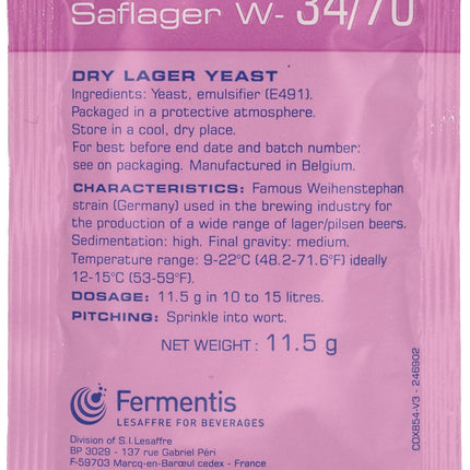 Fermentis alus raugs US-05 W 34/70 S-33 S-23 augšējās fermentācijas apakšējās fermentācijas (W 34/70)