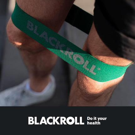 BLACKROLL® cilpu lentu komplekts (3 gab.), fitnesa lentu komplekts funkcionālajiem treniņiem, ādai draudzīgas treniņu lentes 3 stipruma pakāpēs: viegla (oranža), vidēja (zaļa) un spēcīga (zila), ražots Vācijā