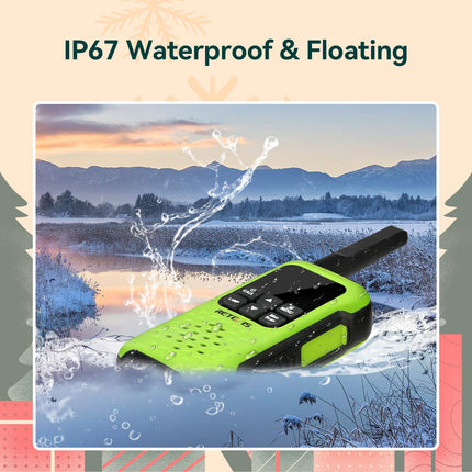 Retevis RT649P Walkie Talkie,Schweben Wasserdichter IP67 Funkgerät,PMR 446 Lizenzfrei,16 Kanäle,SOS-Alarm,LED-Fackel, Walkie Talkies für Surfen Rettung die Nothilfe Kajak Angeln Jagd Sommer(2Er)