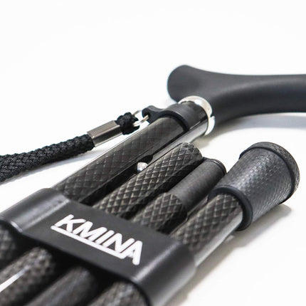 KMINA PRO - Saliekams nūjas nūjiņš no oglekļa šķiedras, Sieviešu augstuma regulējams, Vīriešu elegants, Melns nūjiņš, Viegls, Saliekams, Oglekļa šķiedra