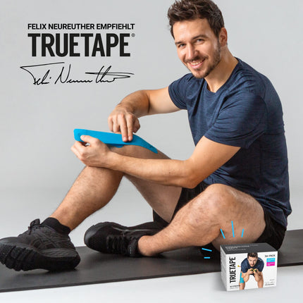 TRUETAPE® Kinesiotape – PRO Precut DUO iepakojums – 2 x 20 iepriekš sagrieztas sloksnes (25 cm x 5 cm) – Ūdensizturīgas un elastīgas kinezioteipi – Fizioteips ar spēcīgu līmi sportam – Zila un rozā
