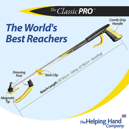 The Helping Hand Company Classic Pro sniedzamības palīglīdzeklis ar 82 cm garu rokturi ir paredzēts vecāka gadagājuma cilvēkiem, cilvēkiem ar invaliditāti vai ikvienam, kam ir grūtības noliekties un sniegties.