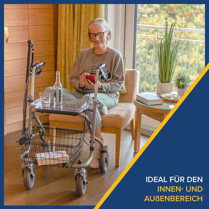 Drive Medical WA015 Migo rollators, izgatavots no tērauda, 4 riteņi, ar uzglabāšanas vietu, sudrabkrāsas