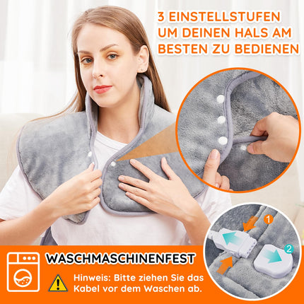 Heizkissen für Rücken Schulter Nacken 60x100cm Wärmekissen mit Abschaltautomatik, Schnelle Erwärmung, mit Taillenriemen, Rückenwärmer Heizdecke 6 Heizstufen, Auto-OFF-Timer, Flanellmaterial, Waschbar