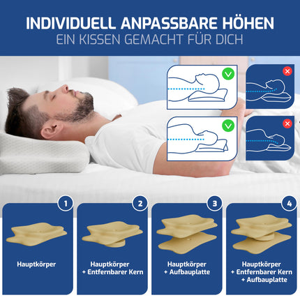 EULIN® SPILVENS - Ortopēdisks spilvens ergonomiskam dziļam miegam - Augstākās kvalitātes atmiņas putu kakla spilvens - Kakla atbalsta spilvens ar IGR sertifikātu