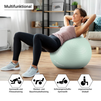 EliteAthlete vingrošanas bumba, sēdekļa bumba, ergonomiska, ar pretplīsuma sistēmu - Fitness Pilates grūtniecēm - Grūtniecības bumba, Fitnesa bumba, Jogas bumba - Jogas bumba 65 cm, ieskaitot Gaisa sūknis