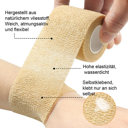 QiGui pašlīmējošais pārsējs 8 ruļļi 5 cm x 4,5 m pārsēja materiāls ģipša rullis elastīgs pārsējs pārsēja fiksācijas pārsējs pašlīmējošs pārsējs sportam un pirmās palīdzības sniegšanai veterinārārsta aptinumam suņiem, zirgiem (melns)