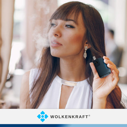 WOLKENKRAFT FX MINI ULTRA Premium Vaporizer - USB-C | Magnētiski ievietojams iemutiķis | Titāna kamera | Temperatūra 100–220 °C | Darbības taimeris 3–5 min. | 100% konvekcija *Nakts zila*