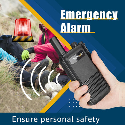 Retevis RB647 PMR446 rācija, ūdensizturīgs IP67 mini divvirzienu radio ar 16 kanāliem, avārijas trauksmes signāls, VOX rācijas pieaugušajiem, pārgājieni brīvā dabā (melnas, 1 iepakojums)