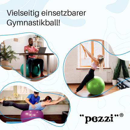 PEZZI oriģinālā vingrošanas bumba MAXAFE pērļu baltā krāsā, 65 cm, sēdekļa bumba