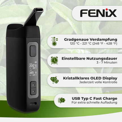 FENiX NEO Premium Vaporizer USB-C | 100% konvekcija | Titāna kamera | Jauna patentēta dzesēšanas tehnoloģija | Keramikas dzesēšanas ceļš un keramikas iemutnis | Temperatūras diapazons 120–221 °C