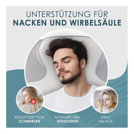 Ortopēdiskais spilvens “Night Angel” – ergonomisks atmiņas putu spilvens kakla sāpēm, spilvens pret krākšanu, spilvens kakla atbalstam visiem miega veidiem (guļot uz muguras, vēdera un sāniem)