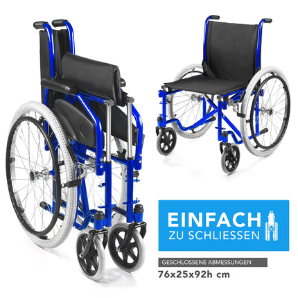 AIESI® Salokāms, viegls, pašgājējs ratiņkrēsls cilvēkiem ar invaliditāti un vecāka gadagājuma cilvēkiem AGILA EVOLUTION, Noņemami roku balsti un kāju balsti, Drošības josta, Piepūšanas pumpis, 24 mēnešu garantija