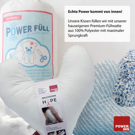 POWER INN krūšu spilvens Hope apm. 32x34 cm | Sirds spilvens kā sāpju mazināšana pēc mastektomijas | mīksts apakšdelma vai paduses spilvens | 100% kokvilna (sarkana)