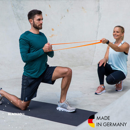 BLACKROLL® SUPER Band FITNESS BAND komplekts (3 gab.), vingrošanas lentes muskuļu stiprināšanai, elastīgas pretestības lentes 3 stipruma pakāpēs: viegla (oranža), vidēja (zaļa) un spēcīga (zila), ražots Vācijā