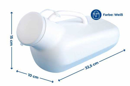 Maximex urīna pudelīte Unisex, ar cieši aizveramu aizdari un mērogu līdz 800 ml, piemērota arī sievietēm, izmēri (platums x augstums x dziļums): 32,5 x 15 x 10 cm