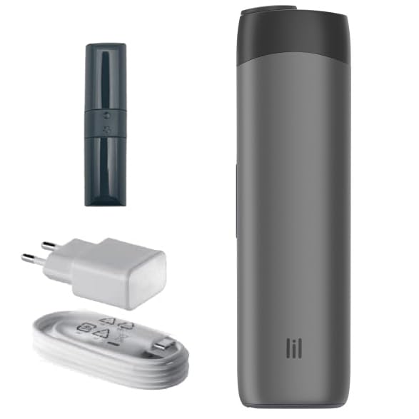 IQOS LIL SOLID 2.0 komplekts -KIT- Heat Notburn - akmens pelēkā-melnā krāsā HNB ierīce - Heets, Fit, Herbal