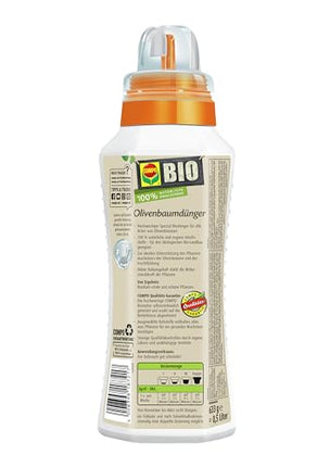 COMPO BIO olīvkoku mēslojums – olīvkoku mēslojums ar 100% dabīgām sastāvdaļām – īpašs šķidrais mēslojums – 500 ml, nav piemērojams