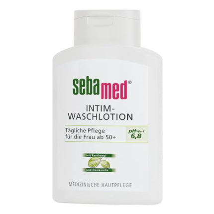 Sebamed intīmās zonas mazgāšanas losjons ar pH 6,8, paredzēts lietošanai menopauzes laikā, maigi attīra jutīgās intīmās zonas sausumu un atbalsta dabisko aizsardzību pret kairinātājiem, kā arī mitruma līdzsvaru.