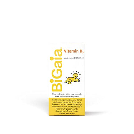 BiGaia Drops Plus D3 vitamīns, 10 ml, ar dabīgu pienskābes baktēriju L. reuteri zarnu mikrofloras atbalstam, zīdaiņiem no dzimšanas