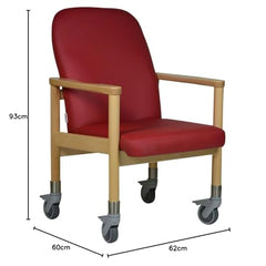 Devita - Māsu krēsls, trīsvietīgs krēsls, senioru krēsls LÜBECK mākslīgā āda, ķiršu koks - sēdekļa augstums: 46 cm ar lieliem ritenīšiem līdz 120 kg un stumšanas rokturi