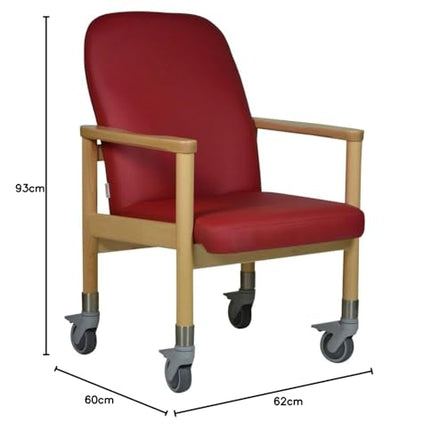 Devita - Māsu krēsls, trīsvietīgs krēsls, senioru krēsls LÜBECK mākslīgā āda, ķiršu koks - sēdekļa augstums: 46 cm ar lieliem ritenīšiem līdz 120 kg un stumšanas rokturi