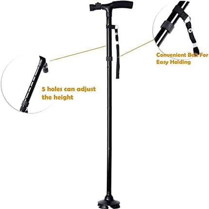 Nūjošanas spieķis ar LED gaismu, Ohuhu nūjošanas spieķis vīriešiem un sievietēm, salokāms, regulējams augstums, palīglīdzeklis staigāšanai ar somu, dāvanas senioriem un pieaugušajiem