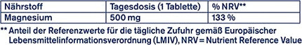 tetesept Magnesium 500 Night – uztura bagātinātājs ar augstu magnija devu – atslābināti muskuļi miega laikā ar magnija tabletēm – 1 x 30 tabletes