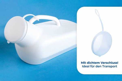 Maximex urīna pudelīte Unisex, ar cieši aizveramu aizdari un mērogu līdz 800 ml, piemērota arī sievietēm, izmēri (platums x augstums x dziļums): 32,5 x 15 x 10 cm