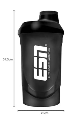 ESN kratītājs, melns, 600 ml, hermētisks, kratītājs ar mērskalu ērtai dozēšanai, bez BPA un DEHP