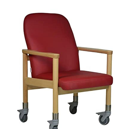 Devita - Māsu krēsls, trīsvietīgs krēsls, senioru krēsls LÜBECK mākslīgā āda, ķiršu koks - sēdekļa augstums: 46 cm ar lieliem ritenīšiem līdz 120 kg un stumšanas rokturi