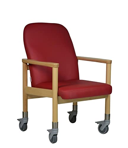 Devita - Māsu krēsls, trīsvietīgs krēsls, senioru krēsls LÜBECK mākslīgā āda, ķiršu koks - sēdekļa augstums: 46 cm ar lieliem ritenīšiem līdz 120 kg un stumšanas rokturi