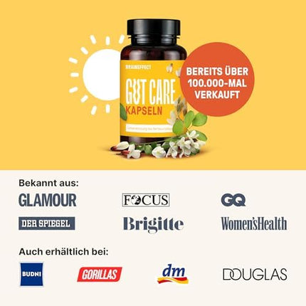 BRAINEFFECT Gut Care - Ar 20 miljardiem Bifidobacterium un Lactobacillus baktēriju kultūru, kalciju, B6 un B12 vitamīnu - 60 kapsulas