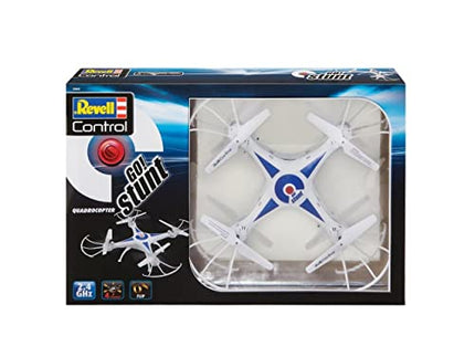 Revell vadības kvadrokopters Go! Triks, 6 asu žiroskops, ātruma līmeņi un apgāšanās funkcija, bezgalvas režīms, liels uzlādējams LiPo akumulators, iekļauts USB lādētājs, precīza tālvadības pults