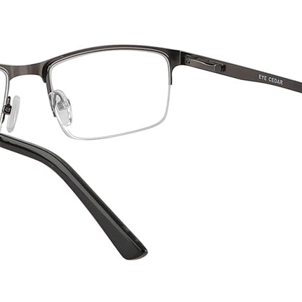 EYECEDAR Amcedar 5 gab. lasāmbrilles vīriešiem, kvadrātveida rāmis, metāla pelēks, nerūsējošā tērauda materiāls, atsperes eņģes, iekļautas lasāmbrilles 2,00