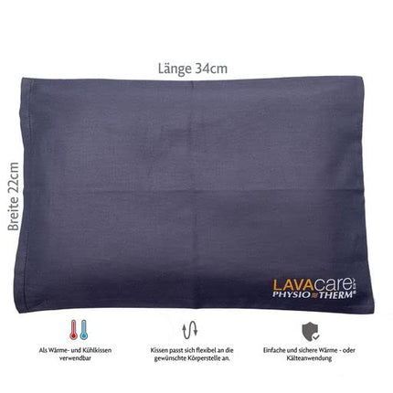 LAVAcare 2-in-1 dzesēšanas un sildīšanas spilvens Classic • Dzesēšanas spilvens ar lavas smiltīm • Saldētavai, mikroviļņu krāsnij un cepeškrāsnij • Lavas spilvens kakla, muguras un vēdera atsvaidzināšanai un relaksācijai
