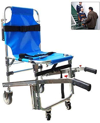JYLT kāpņu krēsls - ST008 Ātrās palīdzības, ugunsdzēsēju evakuācijas un medicīniskās transportēšanas krēsls ar 4 riteņiem un pacienta nostiprināšanas jostām, celtspēja 350 mārciņas, zils