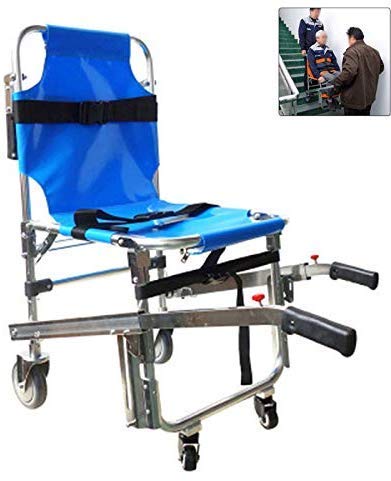 JYLT kāpņu krēsls - ST008 Ātrās palīdzības, ugunsdzēsēju evakuācijas un medicīniskās transportēšanas krēsls ar 4 riteņiem un pacienta nostiprināšanas jostām, celtspēja 350 mārciņas, zils