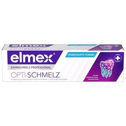elmex zobu pasta Professional Opti-enamel Sealing &amp; Strengthening 75ml – medicīniska zobu tīrīšanas līdzeklis ar amīna fluorīdu, kas noslēdz zobu emalju – aizsargā pret zobu emaljas zudumu